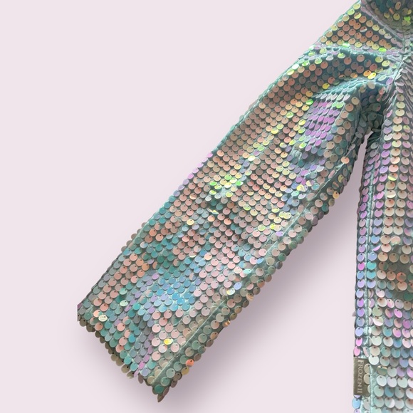 Girls Disney Frozen II All Over Large Sequin Sparkly Zip Up Jacket Elsa Lining - Picture 8 of 11